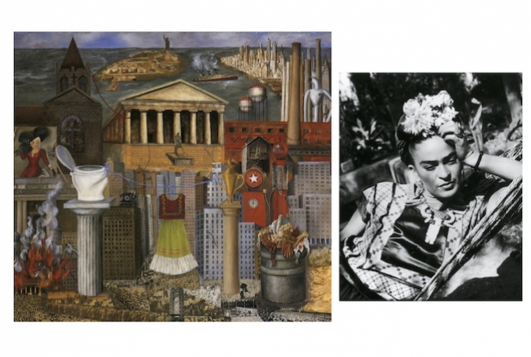 All Things Frida L:Frida Kahlo, My Dress Hangs There, 1933, Hoover Gallery ; R: Frida Kahlo© 1995 Banco de México, as a trustee for the Diego Rivera and Frida Kahlo Museums