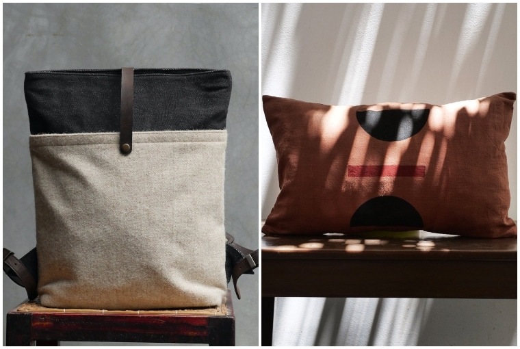 From Glasgow to Chennai: Studio Tolsta L: The Harris Tweed Bag; R: The Piri Cushion
