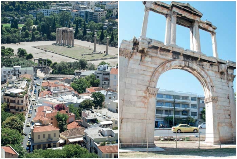 My Big, Fat Greek Holiday L: View of the Temple of Zeus from the Acropolis Museum, Athens.; R: Handrian’s Arch, Athens
