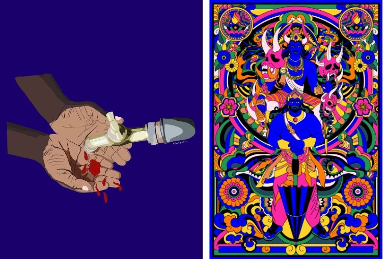 Activism Through Digital Art Where is the justice? (left) | Balipratipada 2023 (right)