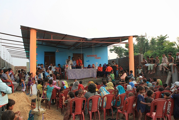 This Crap is Good Community members in Nembua celebrate the opening of SHRI's first facility in July 2014