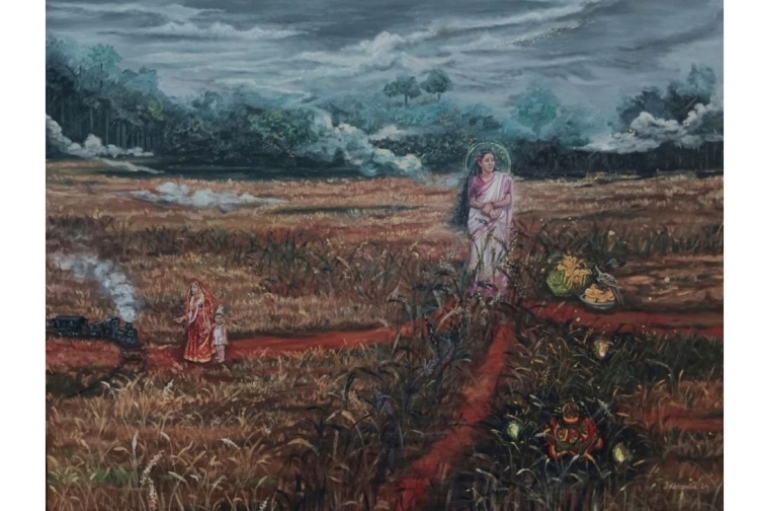 Bariwali Stay In Memory - 1, 2024, Oil on Canvas, W 40 x H 30 inches