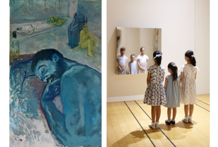 Method Opens in Delhi with Fresh Produce Mother and Child by M Imran Ahamed (left) | Liquid Mirror - Square by Kaito Sakuma  (right)