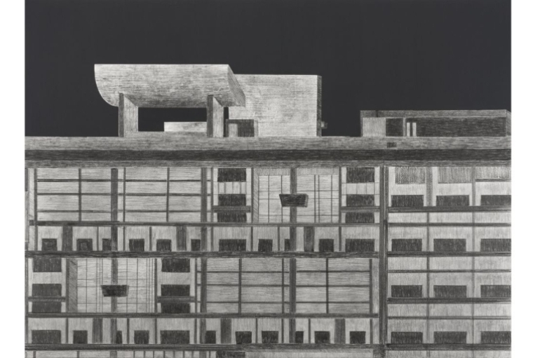 Modular Waltz Secretariat 4, Graphite and acrylic on board, 22”x30”, 2024