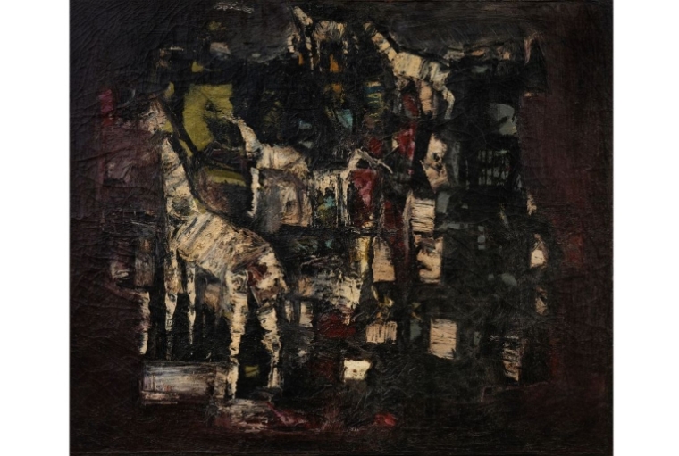 Of Worlds Within Worlds: Gulammohammed Sheikh, A Retrospective Horses, 1961-62 Oil and wax on canvas