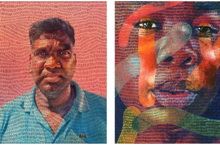 Sid Pattni The Story of Us (Portrait of Philip) (left) | Portrait of Lillian Ahenkan (right)