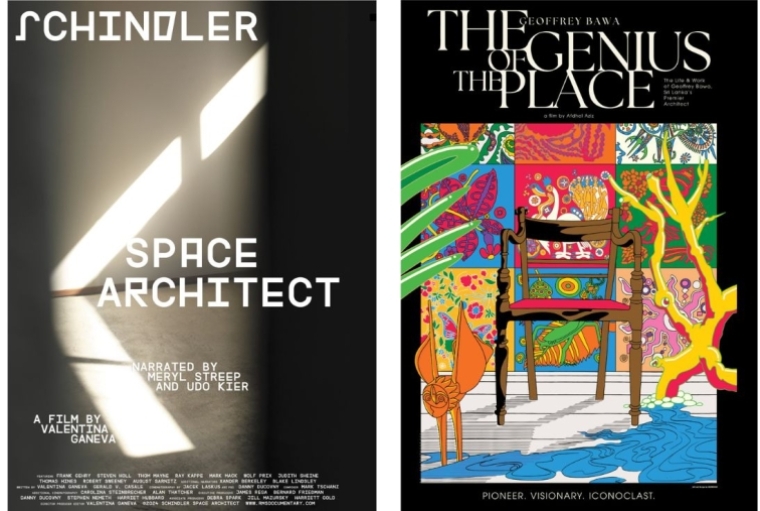 The Architecture & Design Film Festival  Schindler Space Architect, 2024, Valentina Ganeva (left) | The Genius of the Place: The Life and Work of Geoffrey Bawa, 2023, Afdhel Aziz, Hayden Blaz and Paul Vu (right)