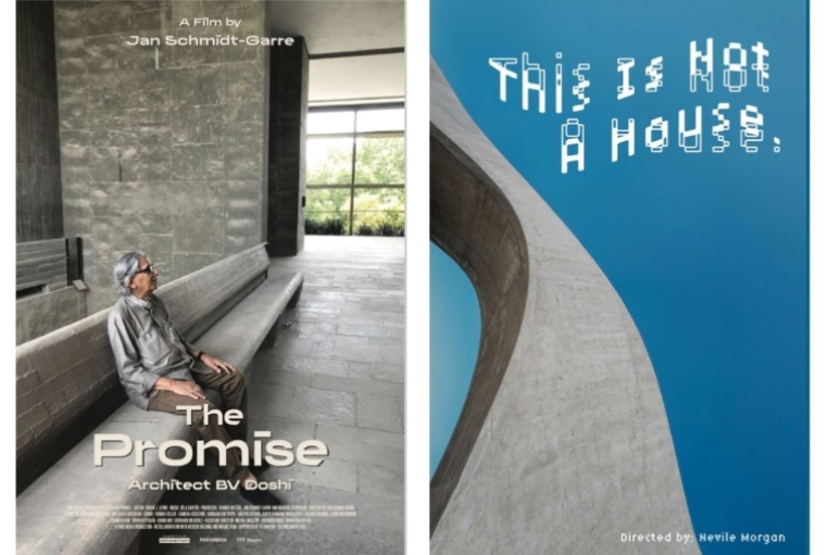 The Architecture & Design Film Festival  The Promise – Architect BV Doshi, 2023, Jan Schmidt-Garre (left) | This is Not a House, 2023, Morgan Neville (right)